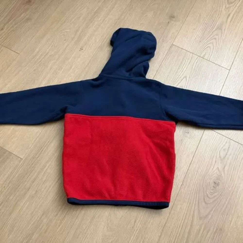 Patagonia Micro D Snap-T Fleece Hoodie red blue size 12-18 mo